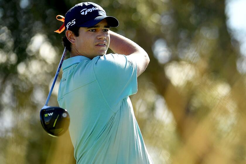 LAS VEGAS, NV - NOVEMBER 04: Beau Hossler hits his tee shot on the ninth hole during the third round of the Shriners Hospitals For Children Open at the TPC Summerlin on November 4, 2017 in Las Vegas, Nevada. (Photo by Stacy Revere/Getty Images) ** OUTS - ELSENT, FPG, CM - OUTS * NM, PH, VA if sourced by CT, LA or MoD **