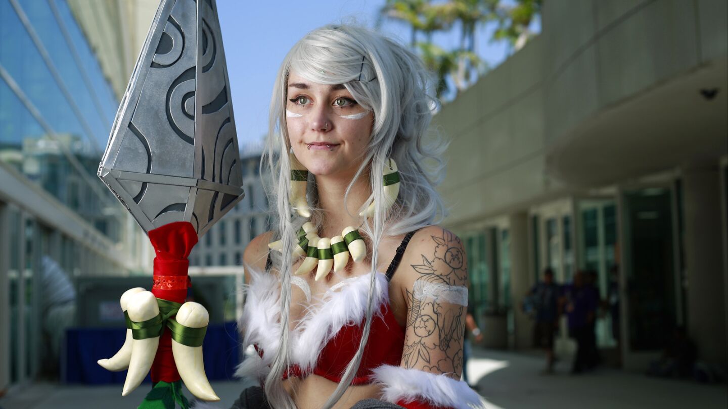 Jessa Weiner of San Diego dressed as Nidalee from League of Legends at Comic-Con in San Diego.