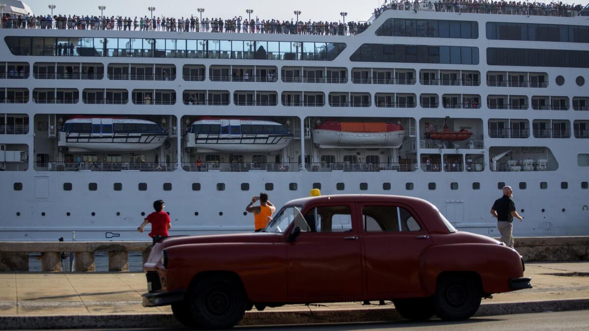 The Adonia cruise ship arrives in Havana, Cuba, from Miami on May 2, 2016.
