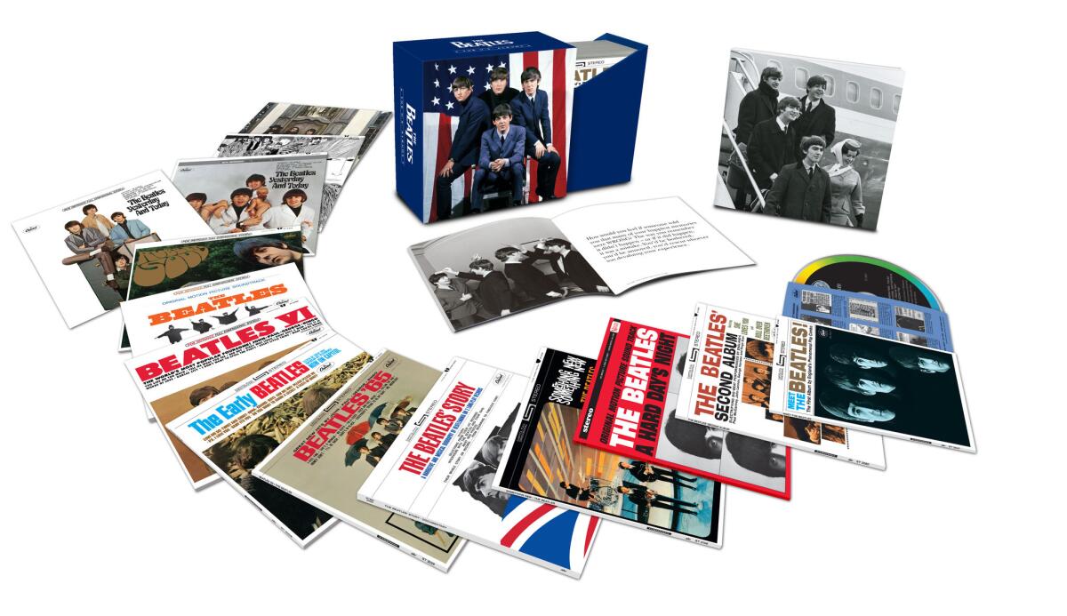 The U.S. versions of the Beatles' studio albums, which often were drastically different than the original U.K. versions, will be released in a 13-CD box set on Jan. 21 (Jan. 20 in the rest of the world).