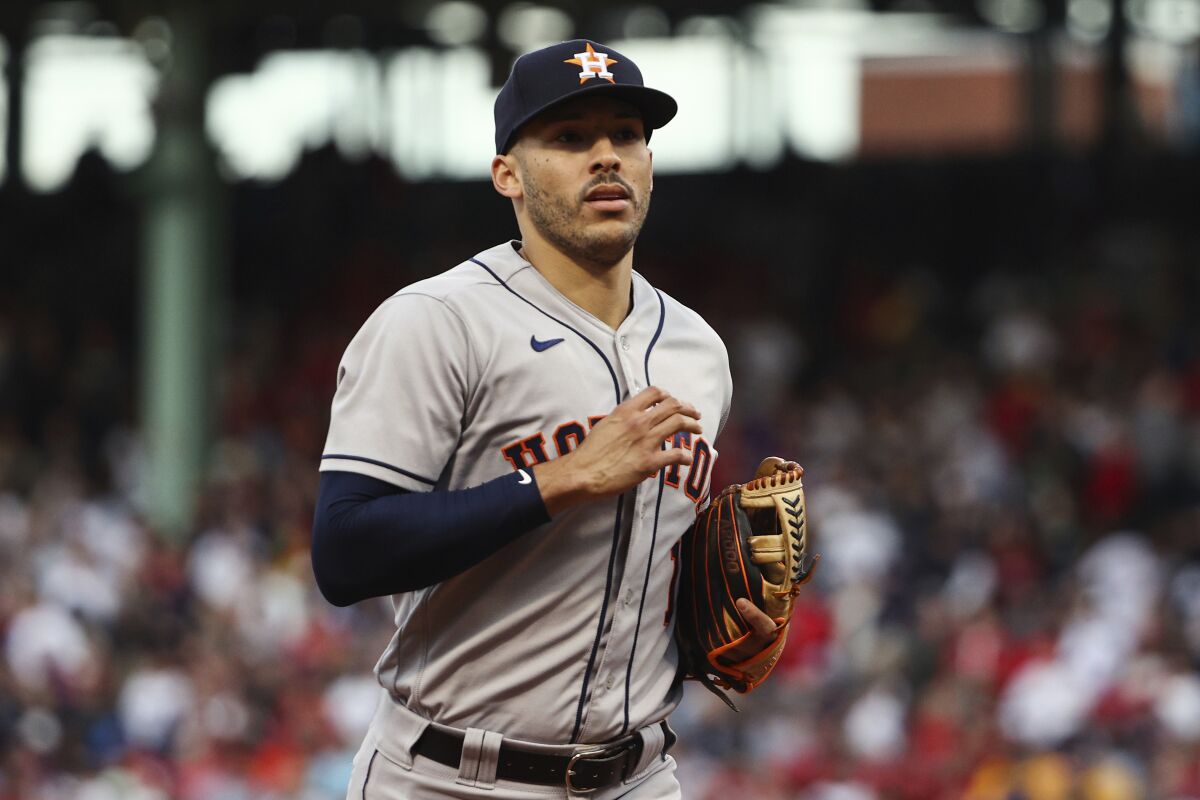 Houston Astros' Carlos Correa during Game 5 of the American League Championship Series against the Boston Red Sox.