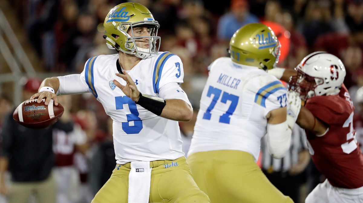 UCLA quarterback Josh Rosen prepares to throw a pass against Stanford during the first half on Saturday.