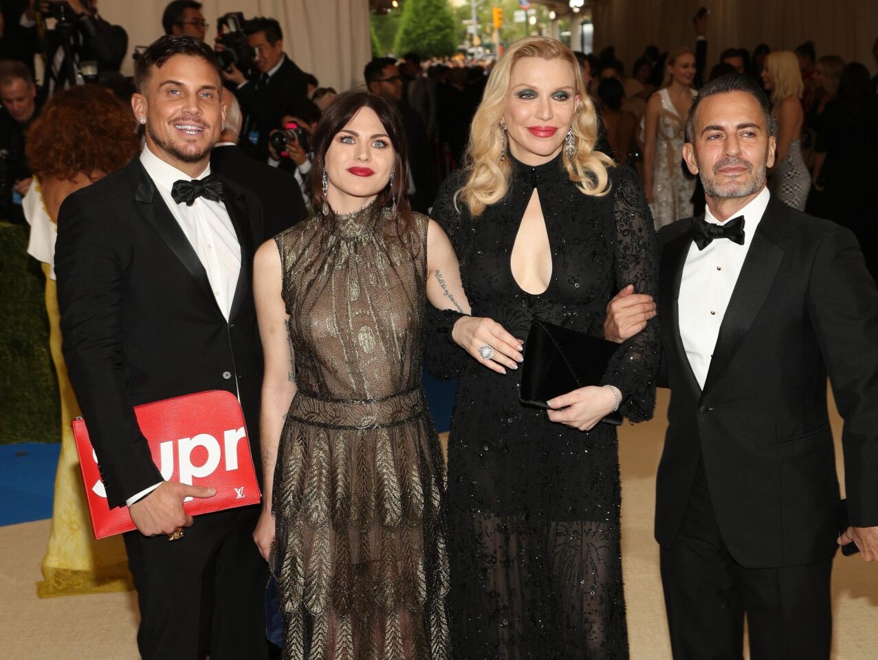 Char Defrancesco, Frances Bean Cobain, Courtney Love and Marc Jacobs arrive at the Met Gala.