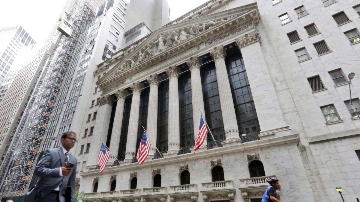The Dow Jones industrial average jumped 249.17 points to 26,753.17 on Thursday. Above, the New York Stock Exchange.