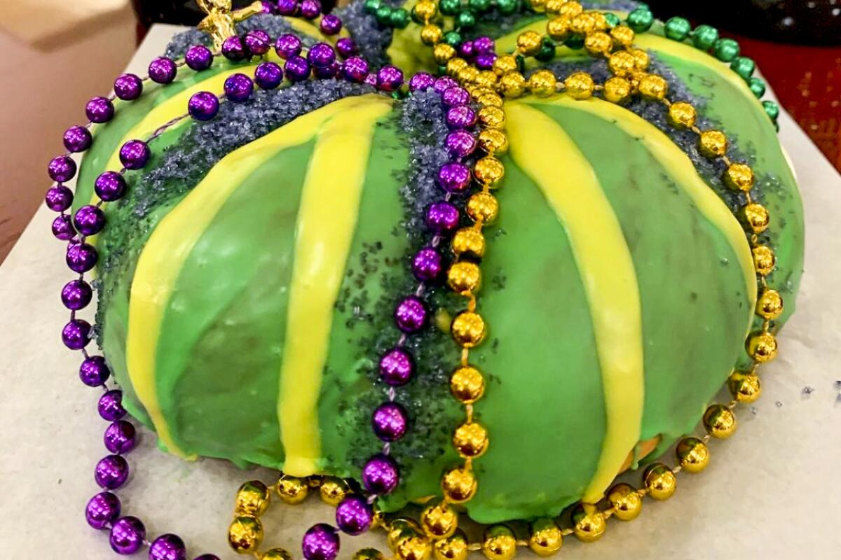 A king cake with beads