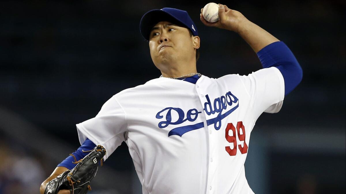 Dodgers starting pitcher Hyun-Jin Ryu delivered seven scoreless innings against the Colorado Rockies.