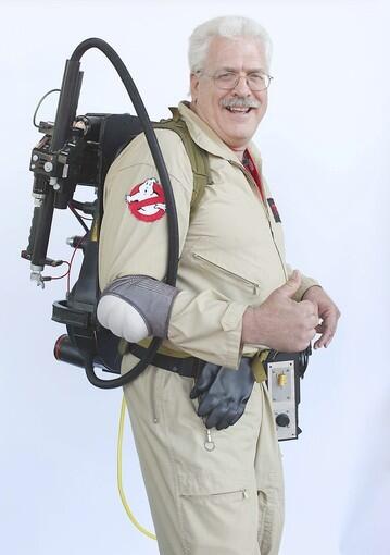 At his 10th Comic-Con, ghost-busting Dave Teel of San Diego is photographed in the Los Angeles Times photo booth.