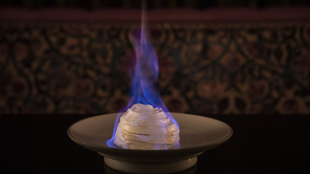 Baked Alaska is on the dessert menu at the NoMad hotel in Los Angeles.