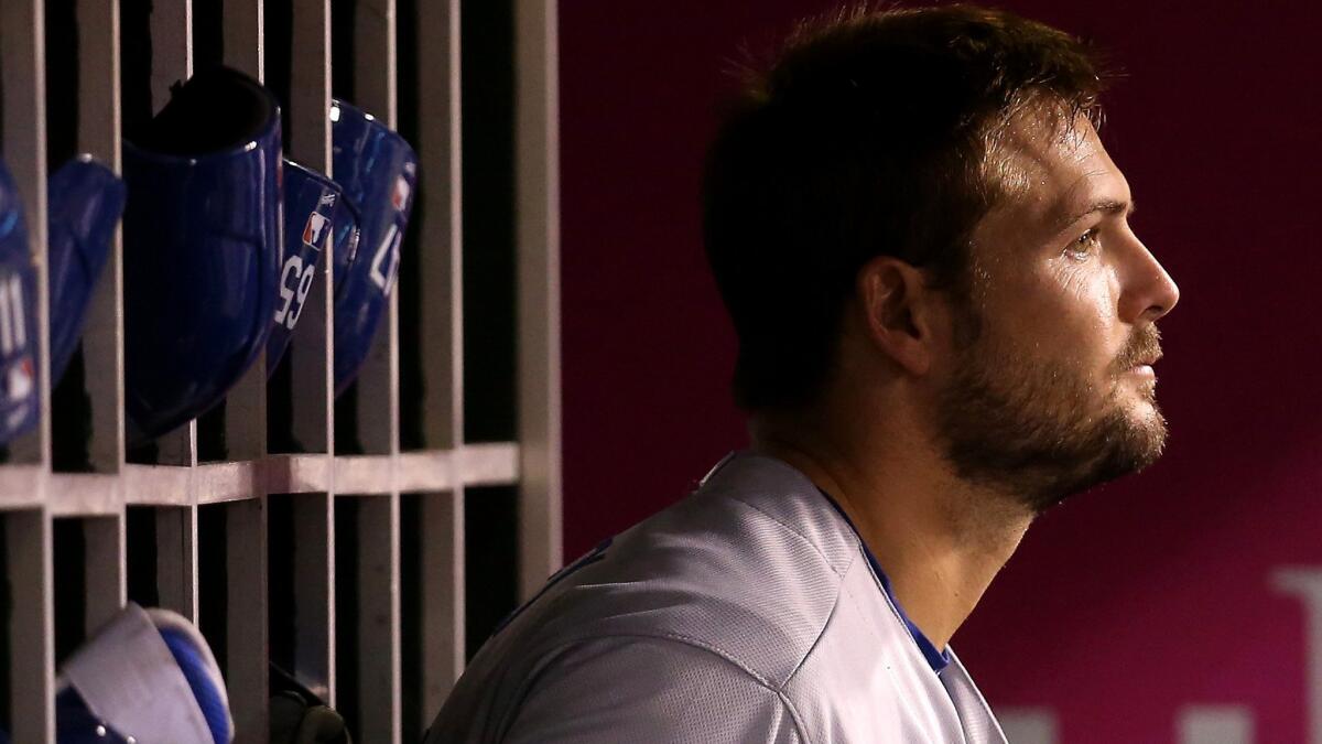 Dodgers outfielder Chris Heisey has spent the season bouncing between teams and from the majors to the minors.