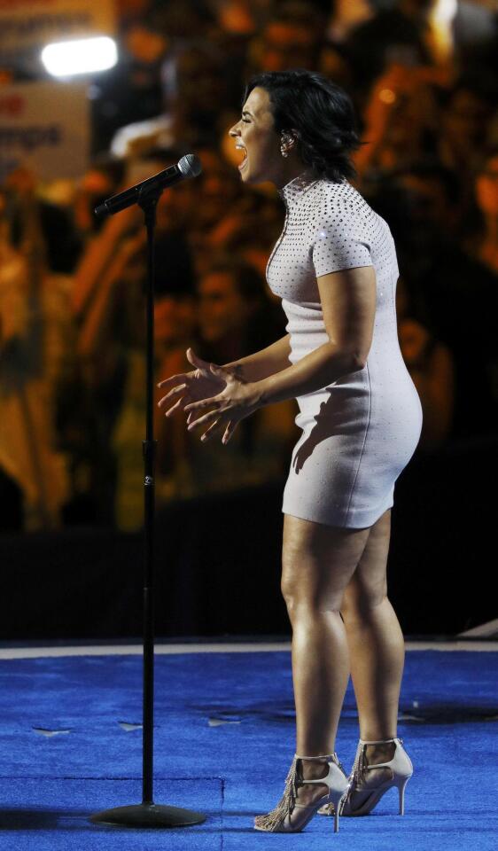 Demi Lovato performs during the Democratic National Convention in Philadelphia