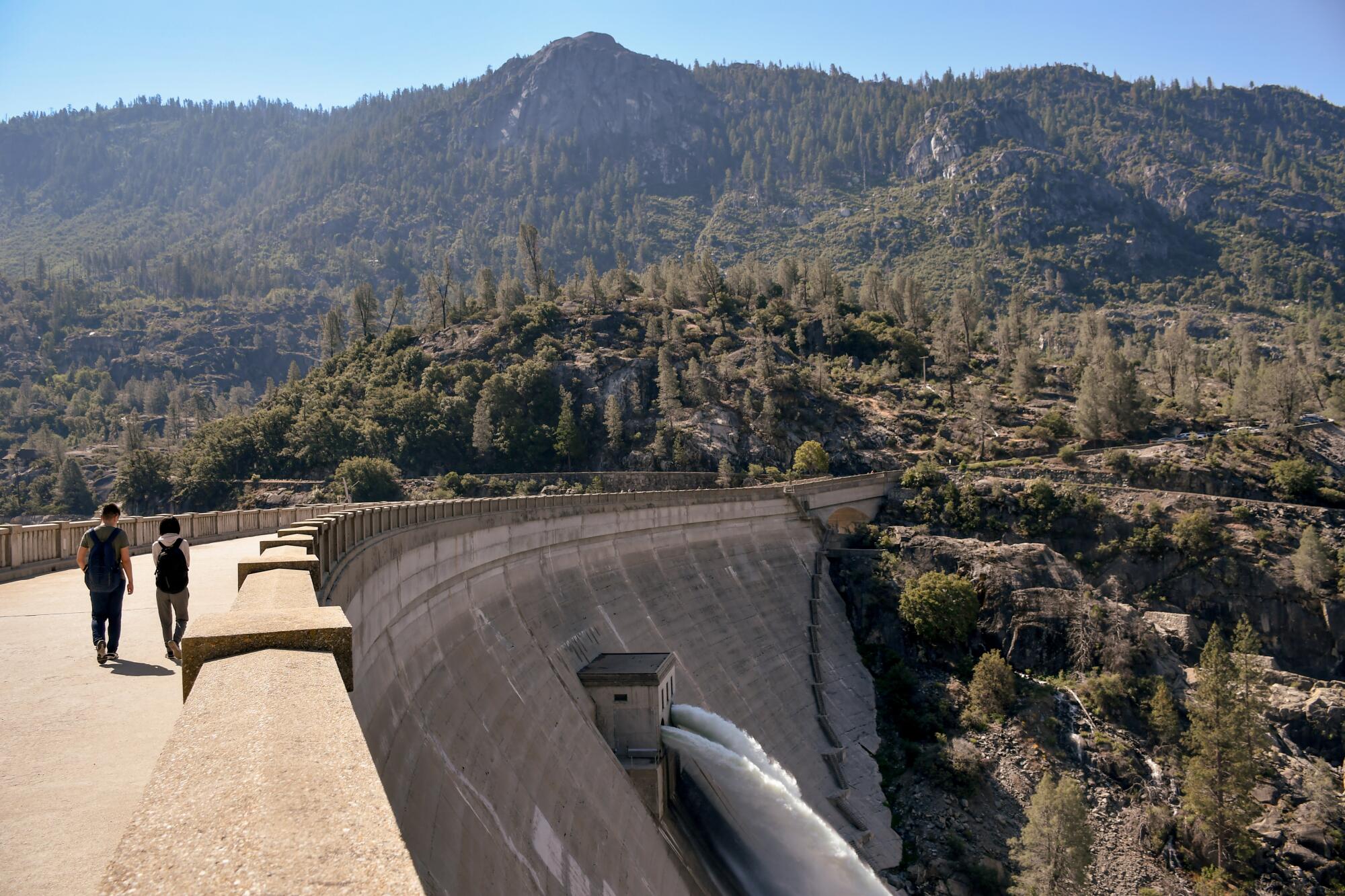 From the Hetch Hetchy Valley's O'Shaughnessy Dam, the Tuolumne River flows into the San Joaquin Valley.