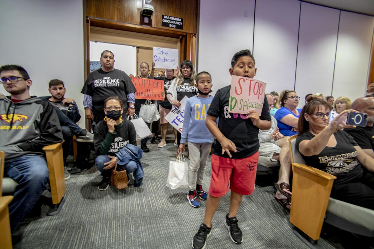 Costa Mesa renters  convened at City Hall Tuesday to protest rent increases and ask city leaders for help. 