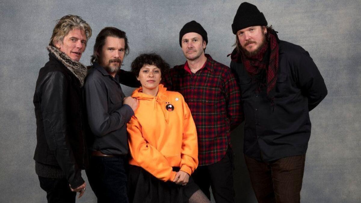 The cast of "Blaze," including, from left, Charlie Sexton, Ethan Hawke, Alia Shawkat, Josh Hamilton and Ben Dickey, is made up mostly of unknowns, with multiple non-actors. Hawke, who directed the movie, has only a small part.