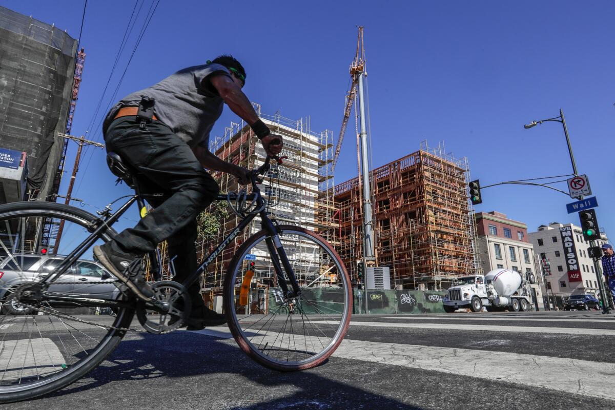 A supportive-housing project under construction on 7th Street in downtown L.A.