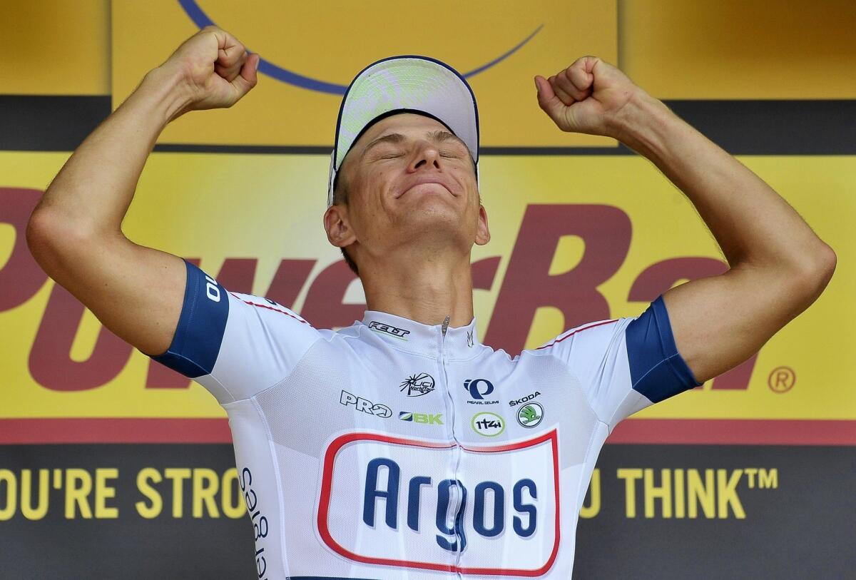 Marcel Kittel celebrates after winning Stage 12 of the Tour de France on Thursday.