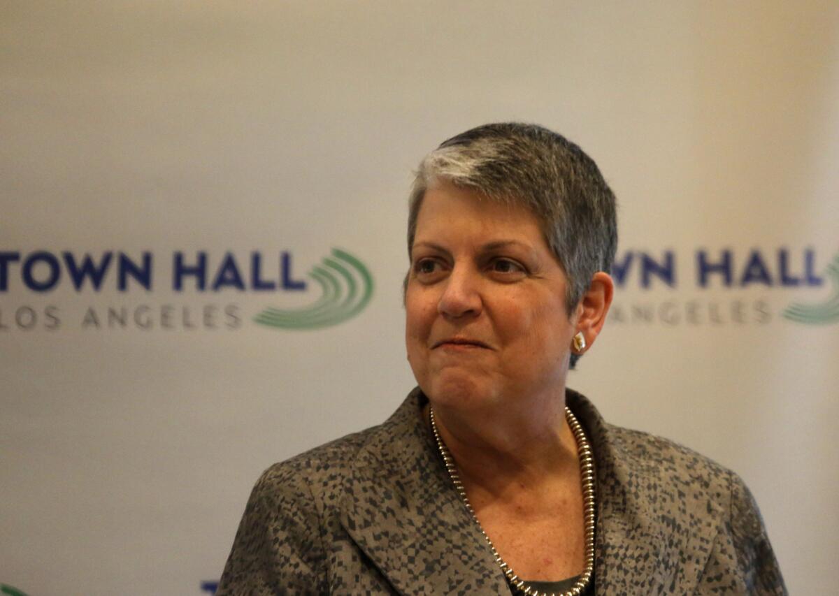 University of California President Janet Napolitano spoke at a Town Hall Los Angeles event about the importance of UC and expanding in-state enrollment.