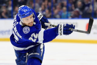 TAMPA, FLORIDA - JANUARY 07: Kevin Shattenkirk #22 of the Tampa Bay Lightning shoots.