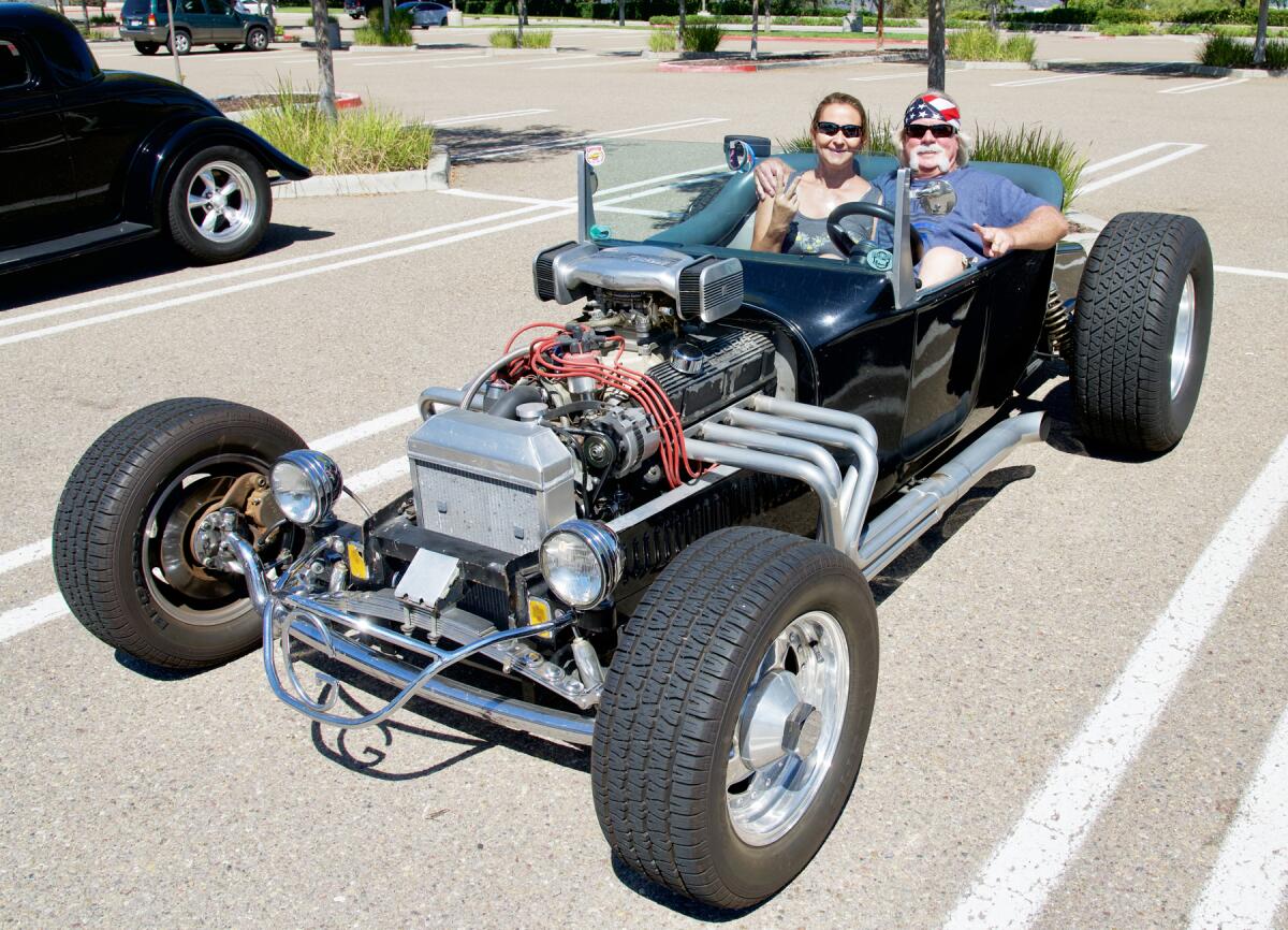 Sarah and Mitch Gladow in their 1920 Ford T-Bucket.