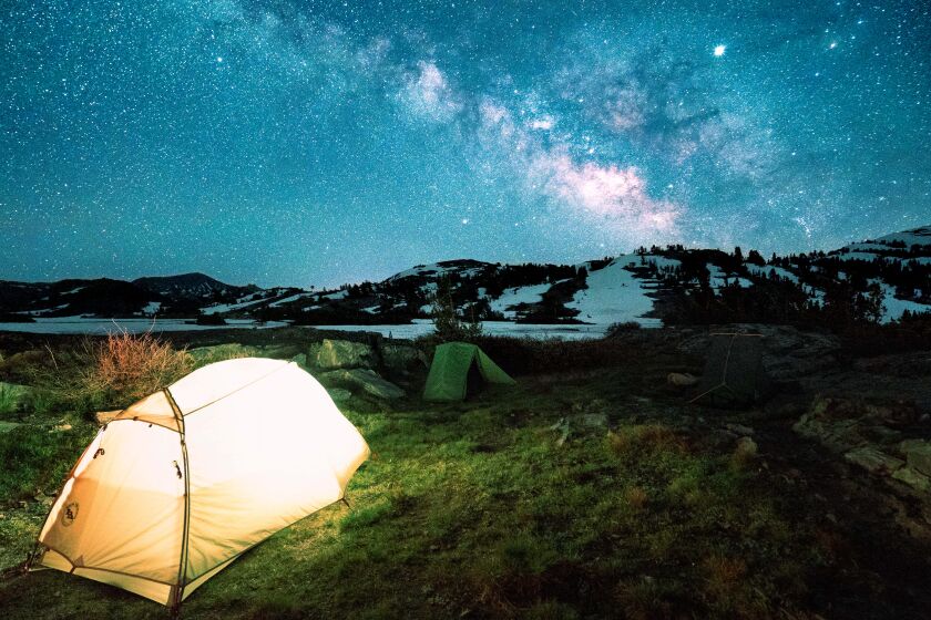 Josh Means, Corona Del Mar Date: 06/30/2019 Place photo was taken Thousand Island Lake, Ansel Adams Wilderness, and Gem Lake, AAW Phone number: (949) 554-5884 This photo shows the Milky Way rising over our campsite on the shore of Thousand Island Lake. I took it because I love looking at the stars under clear skies, and I wanted to share that amazing view with others. Camera or phone model you used to take the photo: Sony A7iii