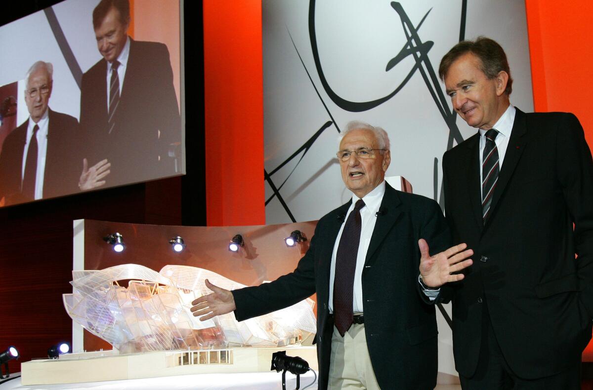 Architect Frank Gehry, left, with Bernard Arnault in Paris in 2006.