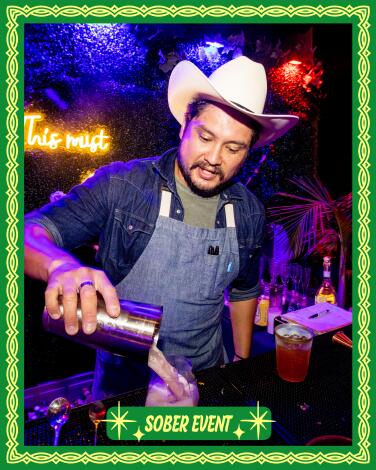 Bartender Bryant Joel Orozco of Long Beach, makes a non-alcoholic drink