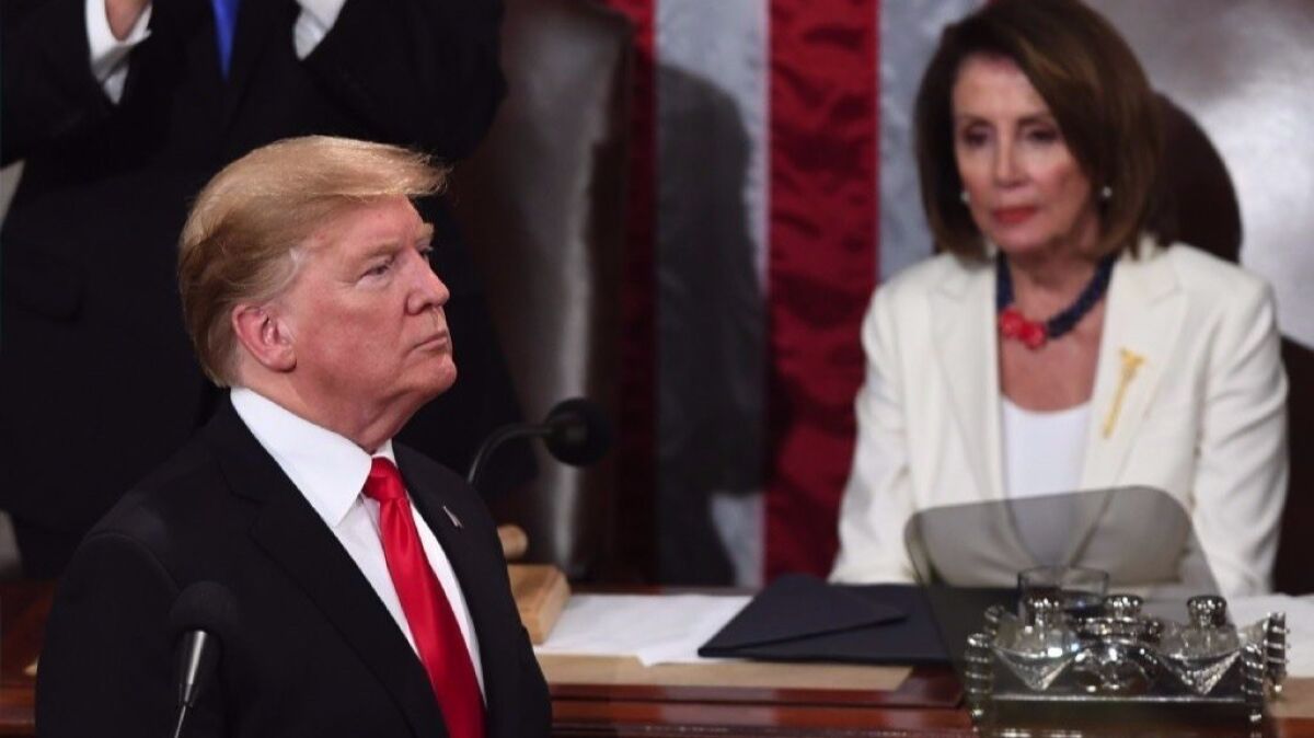 President Trump and House Speaker Nancy Pelosi during Trump's State of the Union Address last week.