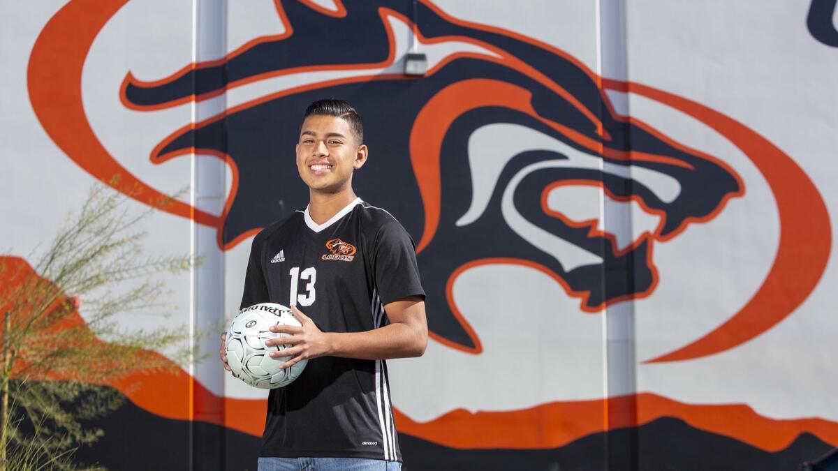 Los Amigos' Alfonso Montano has helped the boys’ soccer team stay in the hunt for the Garden Grove League title this season.