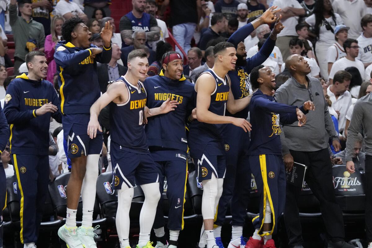 Denver Nuggets celebrate their first NBA title