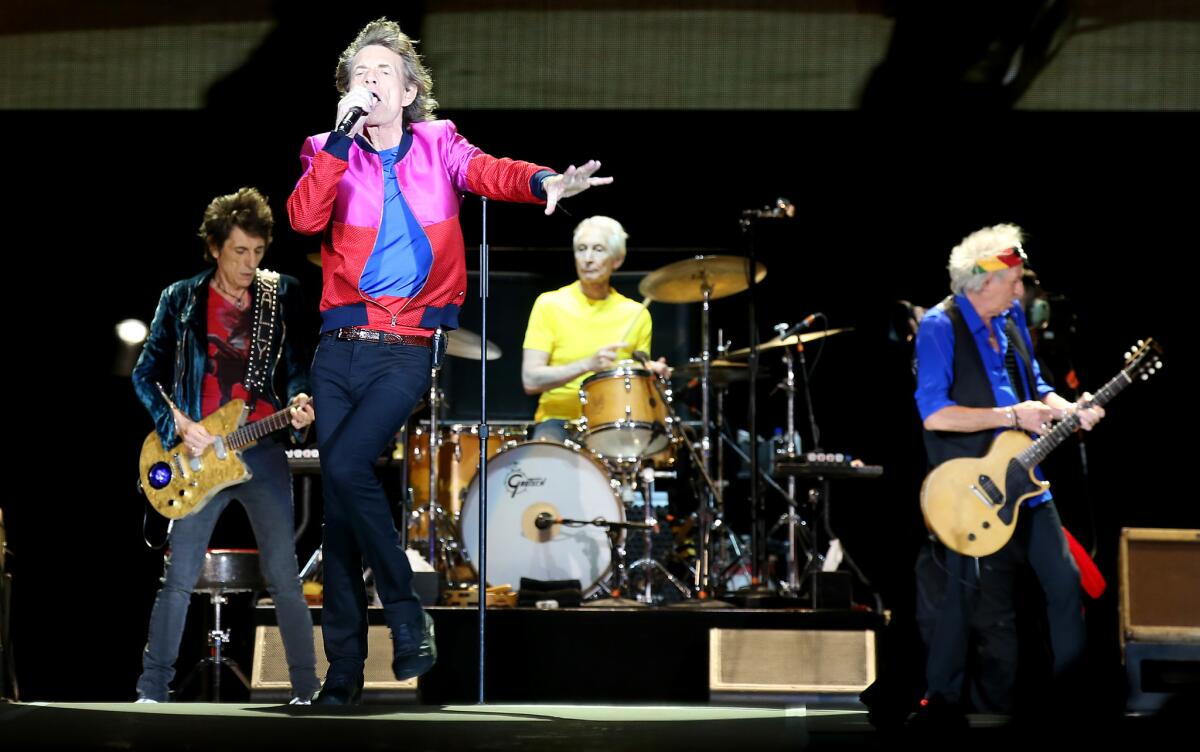 Mick Jagger and the Rolling Stones, shown Oct. 14 at the Desert Trip mega-concert in Indio, have just released "Blue & Lonesome," consisting of their versions of a dozen vintage American blues songs.