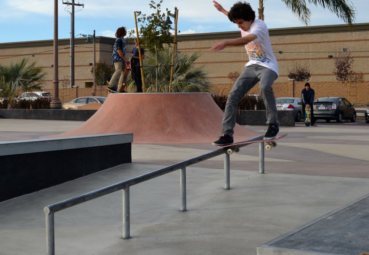 There's no shortage of rails to grind in the new community skatepark. — Jared Whitlock