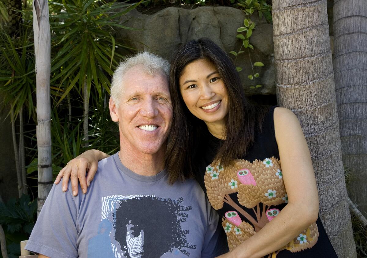Bill Walton and his wife, Lori, in the garden of their San Diego home in 2010. 