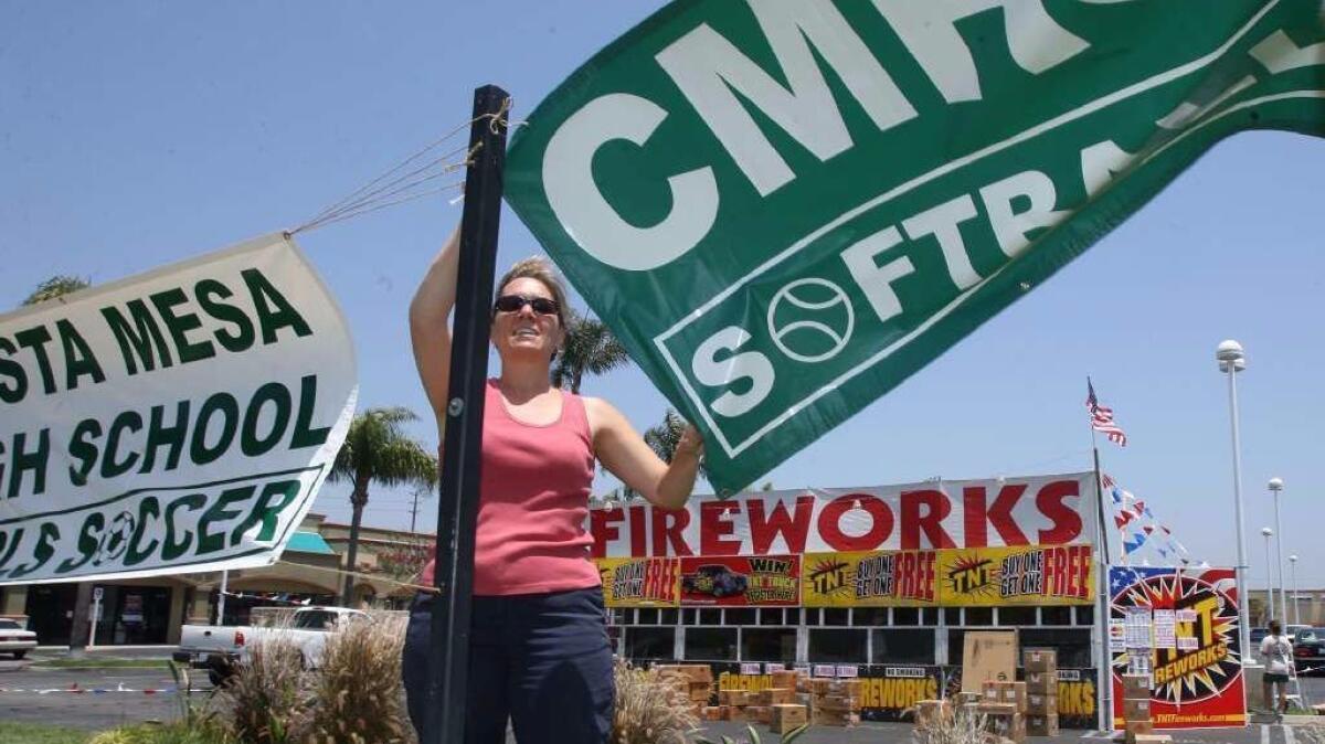 Annual fireworks sales provide Costa Mesa school groups and nonprofits a chance to raise money for programs, but restrictions against gatherings during the pandemic could hurt sales, city officials said.