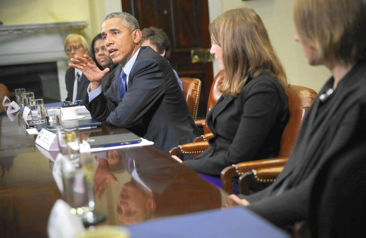 President Obama meets with Americans who say the Affordable Care Act has helped them, in some cases with getting care for serious illnesses.