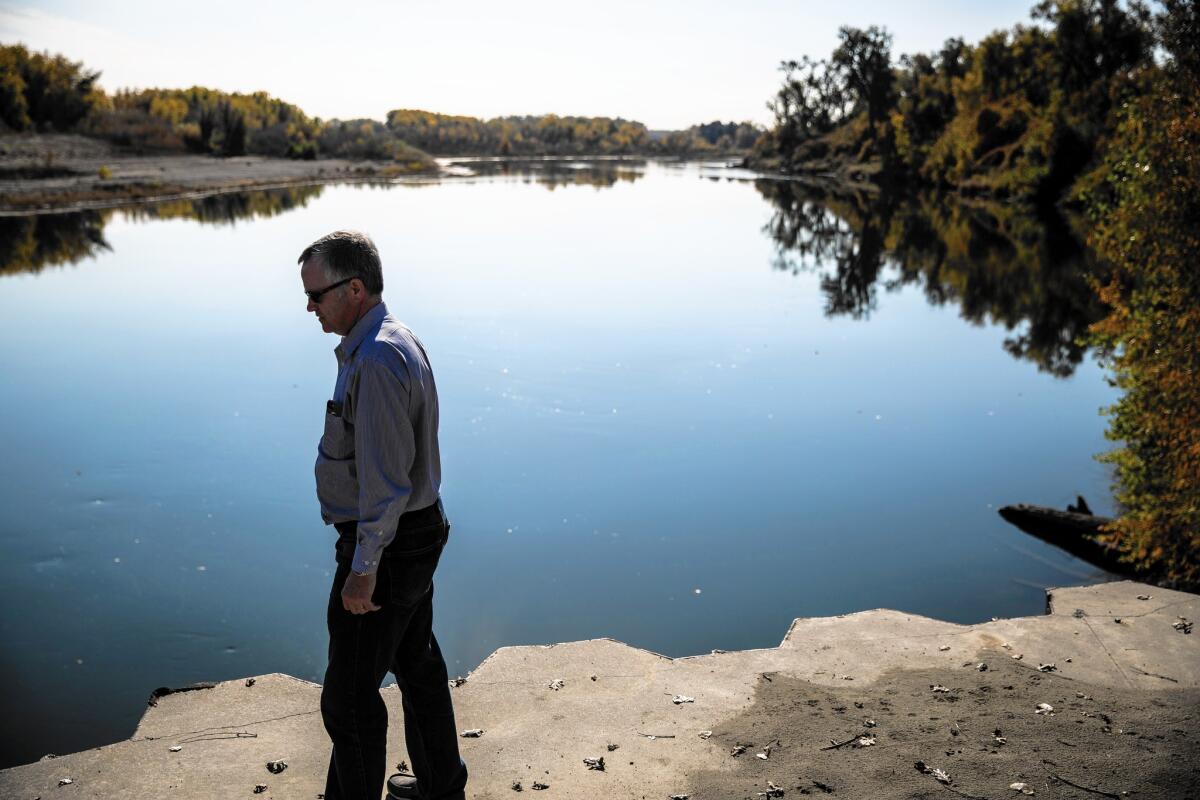 Jim Watson, general manager of the Sites Project Authority, at the point in the Sacramento River where a pipeline would be built to fill the proposed Sites Reservoir near Maxwell, Calif.