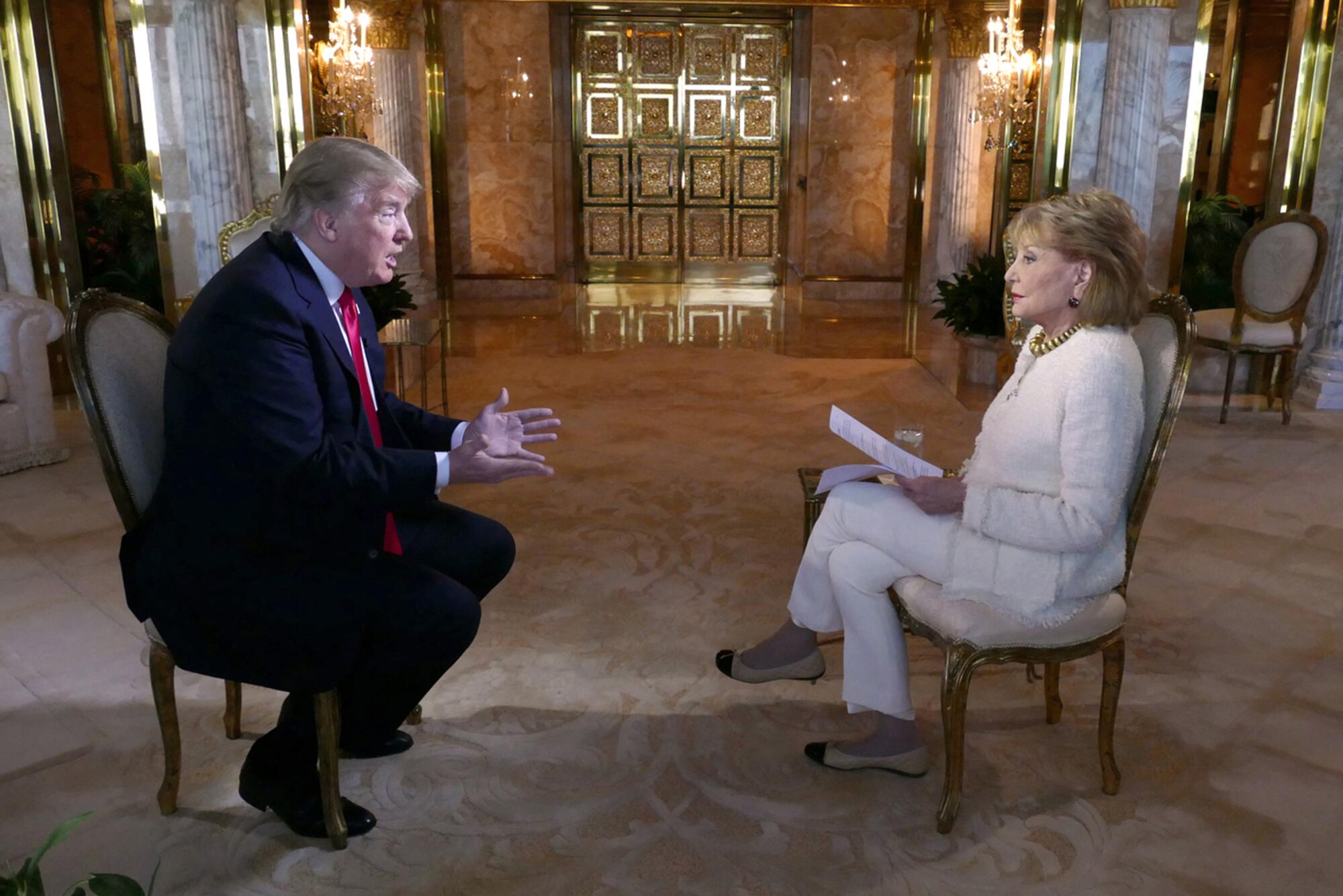 Barbara Walters talks to  presidential candidate Donald Trump