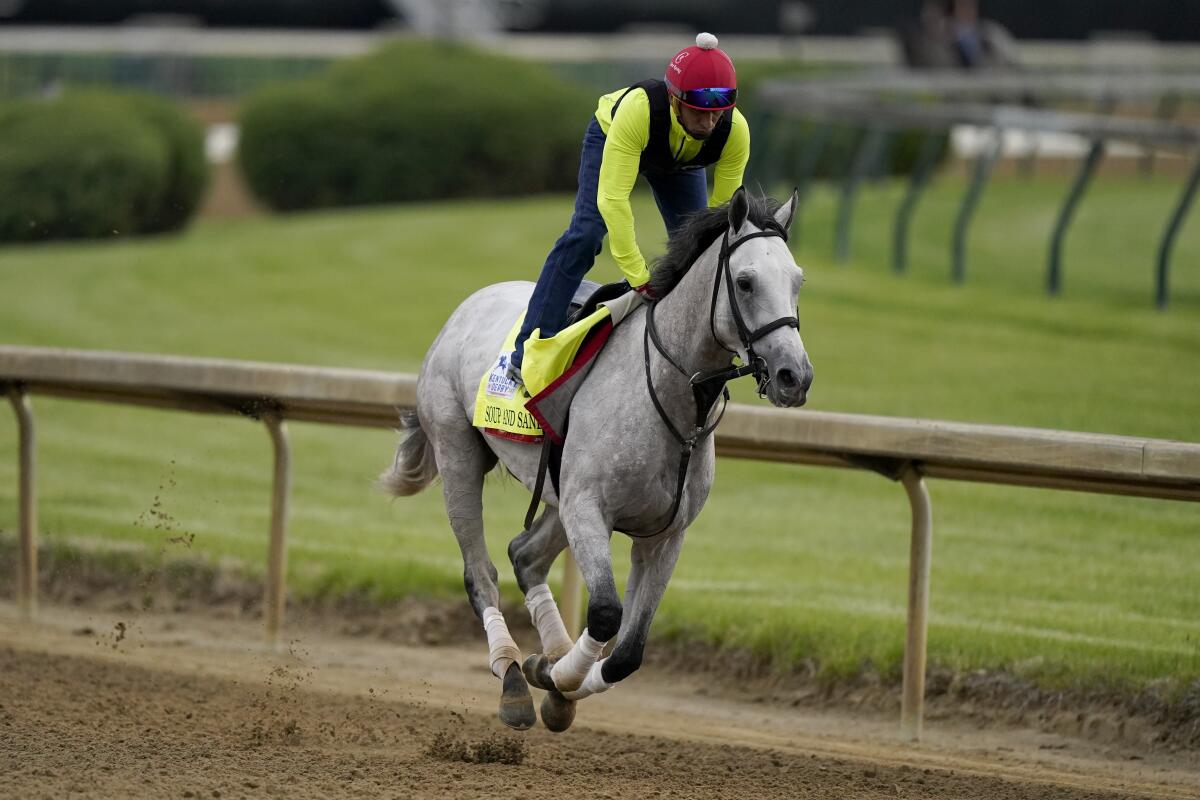 Soup and Sandwich works out at Churchill Downs on Wednesday.