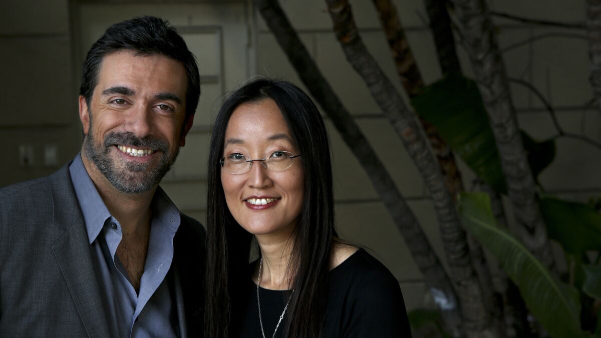 "Kung Fu Panda 3" made $41 million domestically in its opening weekend but a far more impressive and record-breaking $58 million in China. Pictured are co-directors Alessandro Carloni, left, and Jennifer Yuh Nelson.
