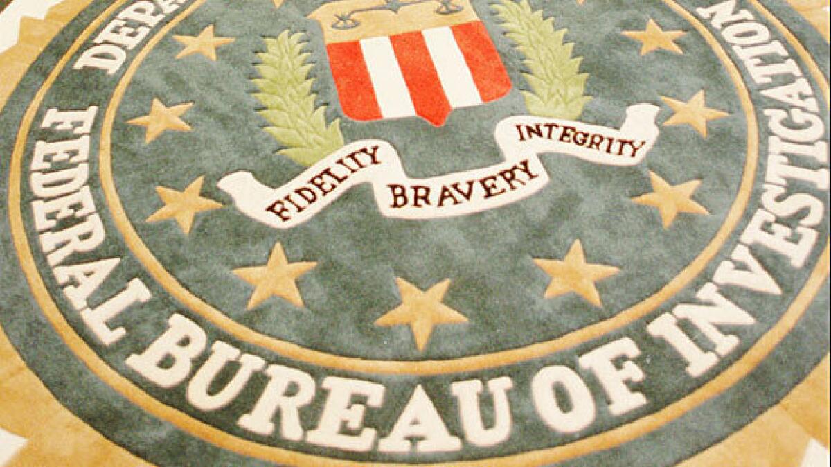 The seal of the FBI on a carpet
