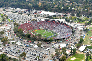 PASADENA, CA - JANUARY 02: An aerial view of the 2017 Rose Bowl Game.