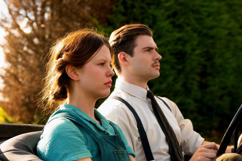 Mia Goth, left, and David Corenswet in "Pearl."