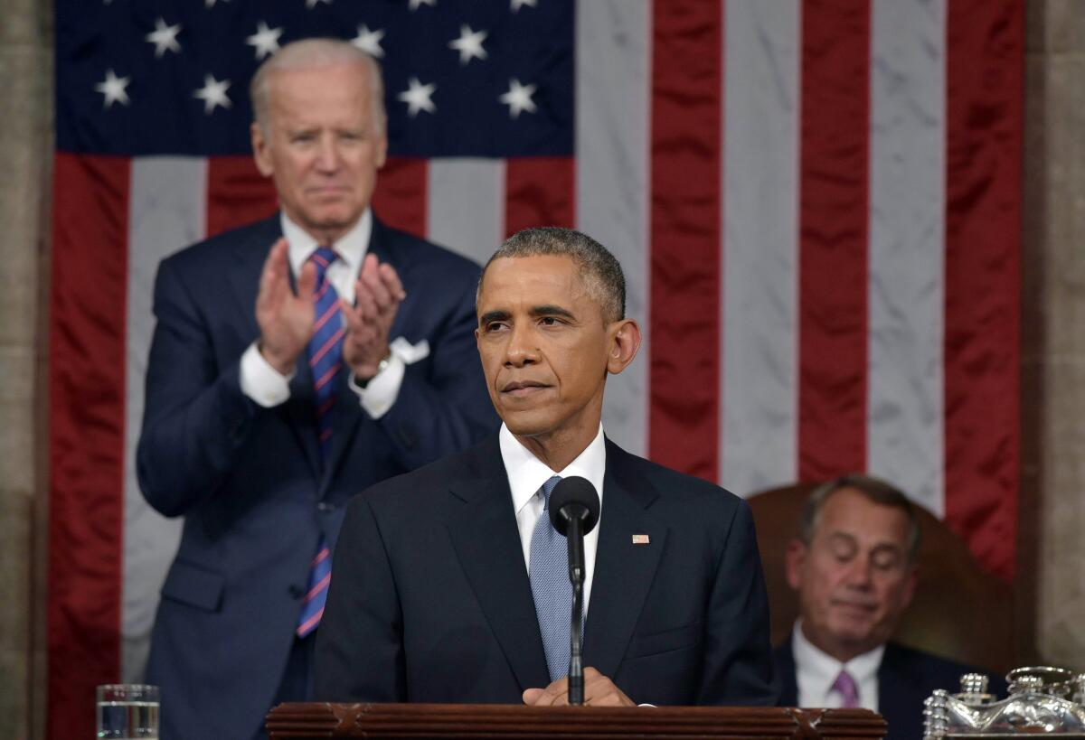 President Obama delivers his State of the Union address to a joint session of Congress in 2015.