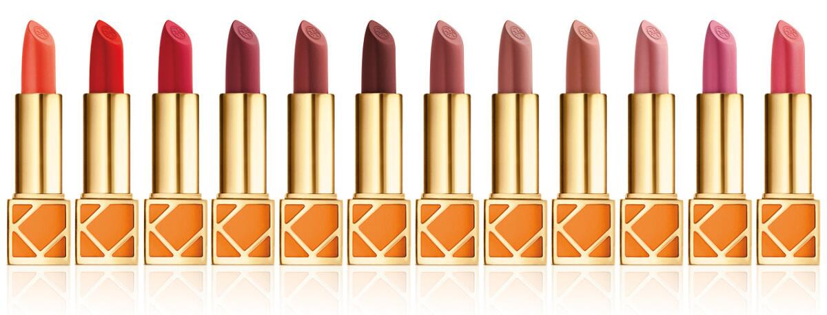 Tory Burch Lip Color lipstick collection, $32 each at toryburch.com.