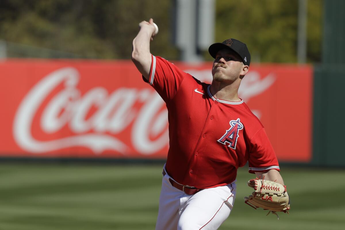 Angels pitcher Dylan Bundy delivers during an exhibition game against the Cincinnati Reds on Feb. 25.