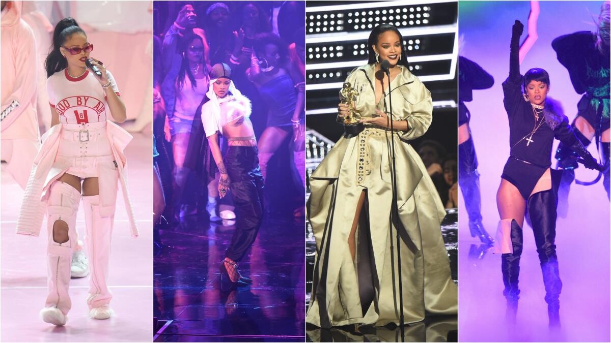 Rihanna had at least four costume changes over the course of the 2016 VMA telecast