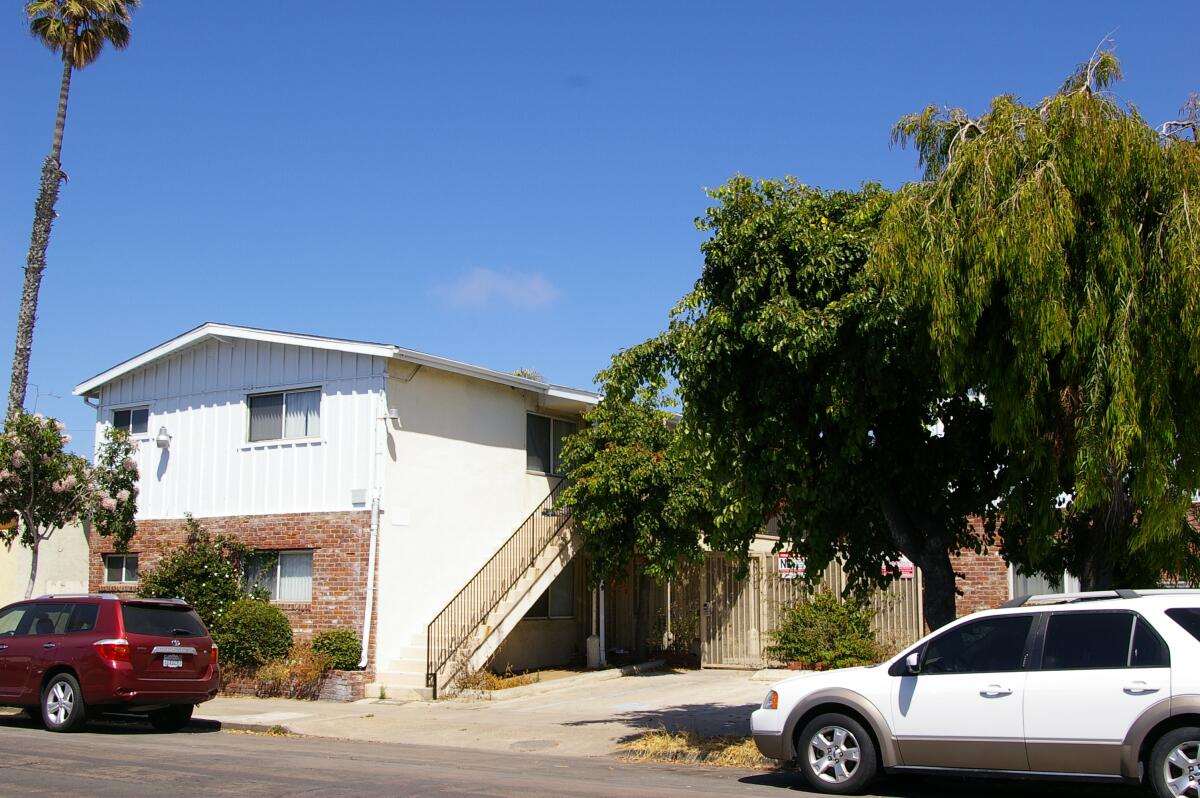 This vacant apartment building at 2147 Abbott St. in Ocean Beach may become supportive housing for homeless people.
