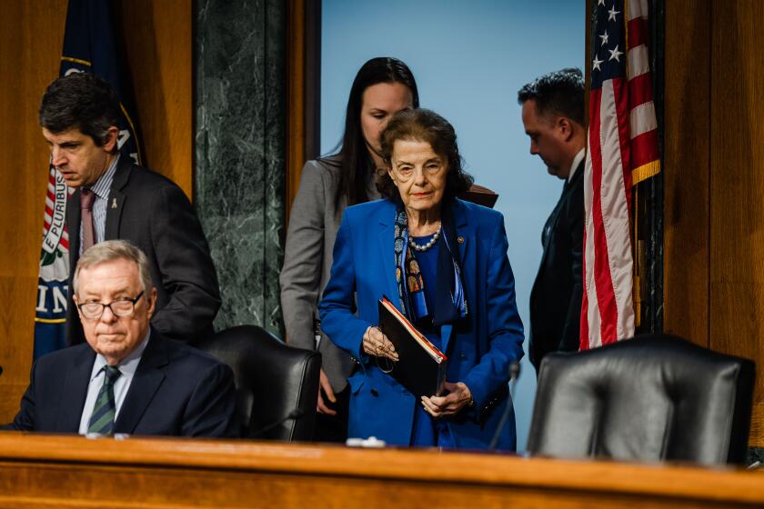 WASHINGTON, DC - MAY 18: Sen. Dianne Feinstein (D-CA) attends a Senate Judiciary Business Meeting at the Senate Dirksen Office Building on Capitol Hill on Thursday, May 18, 2023 in Washington, DC. (Kent Nishimura / Los Angeles Times)