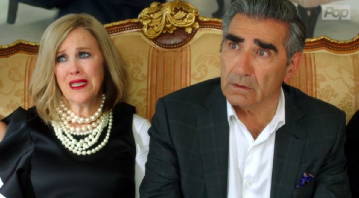 Catherine O'Hara and Eugene Levy as Moira and Johnny Rose in "Schitt's Creek."