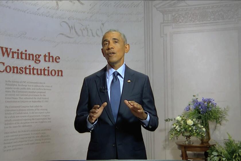 In this image from video, former President Barack Obama 