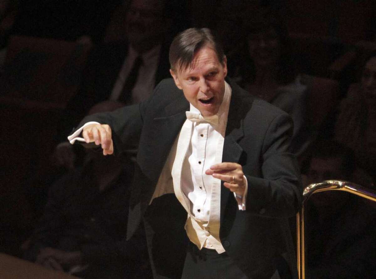 Grant Gershon, shown here conducting the Los Angeles Master Chorale in October 2012, led the chorale in a rare Vaughan Williams program this weekend.