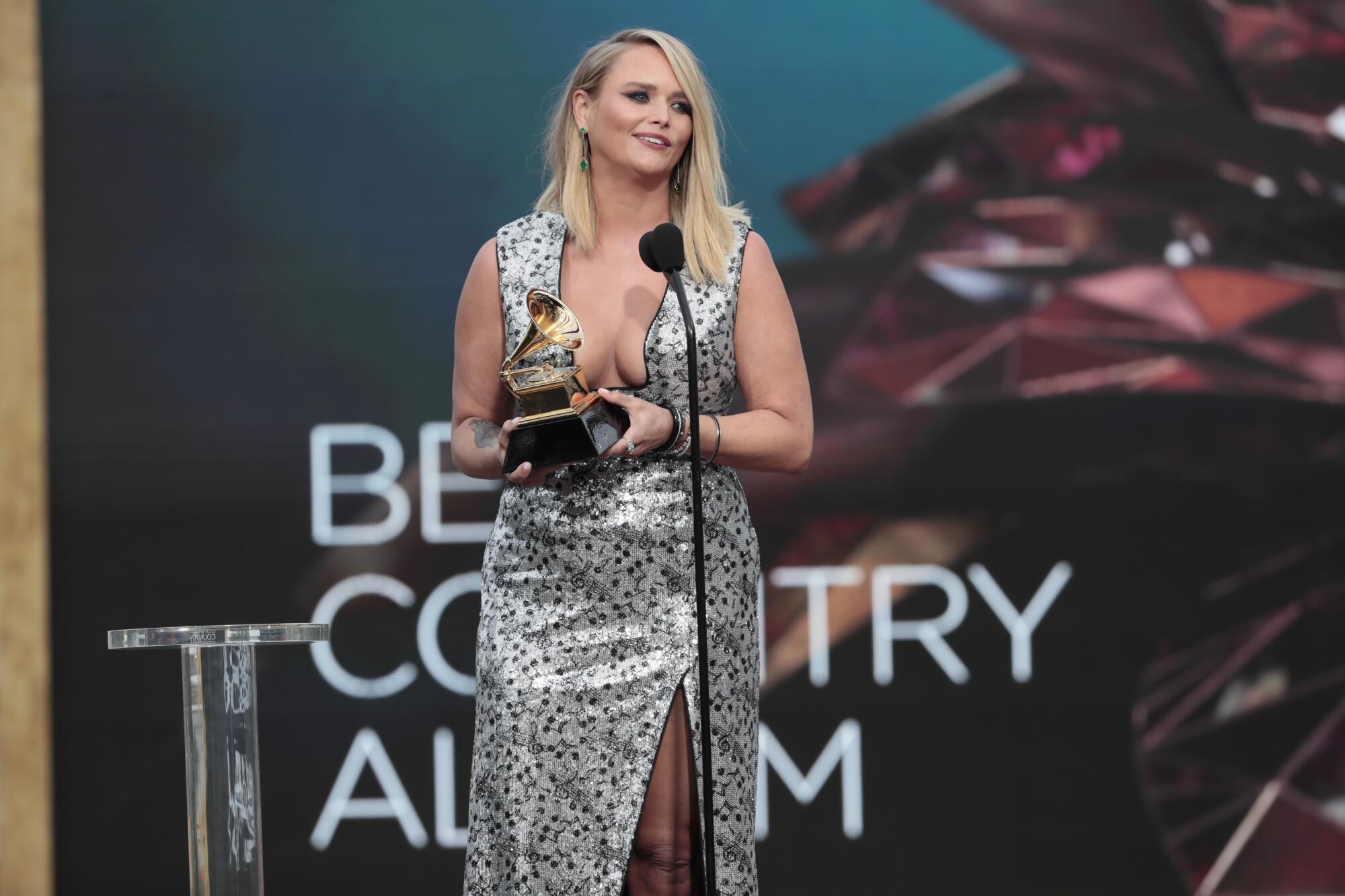 Miranda Lambert accepts the award for country album.